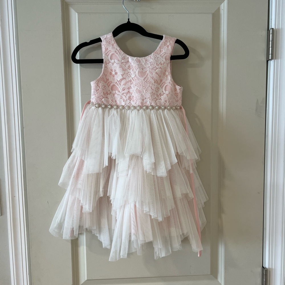 Pink and White Special Occasion Girls Dress 4